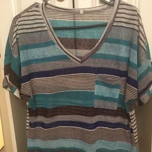 Striped top with pocket